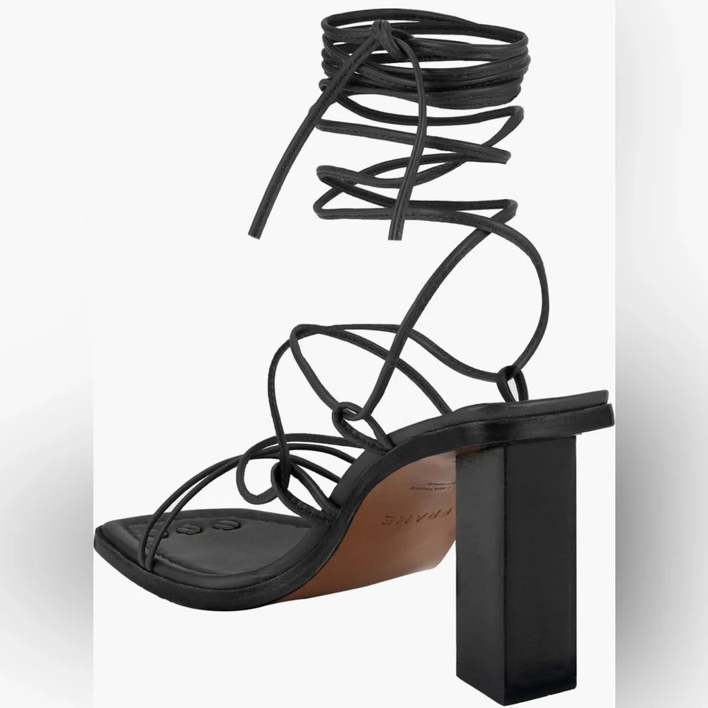 Frame NIB Black Le Doheny Ankle Wrap Leather Heeled Sandals